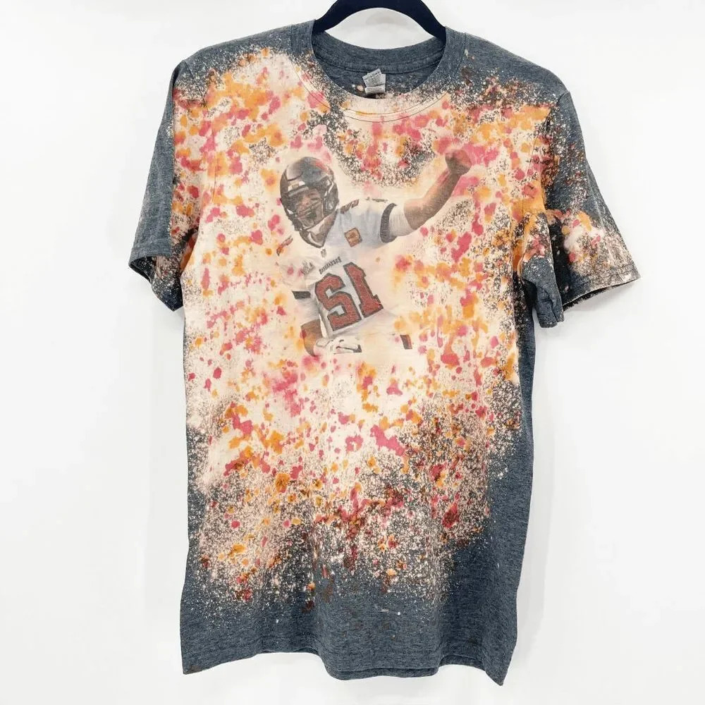 NFL Tom Brady Buccaneers T Shirt Men's Size S Tie Dye Multicolor‎ Crew Neck